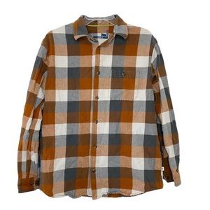 Magellan Outdoors Plaid Button Up Shacket 100% Cotton Flannel Loose Fit Small S